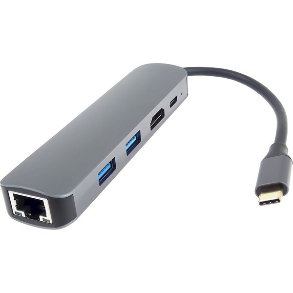 PremiumCord USB-C na HDMI + 2x USB3.2 + PD 100W+ RJ45 10/100/1000Mbps adaptér
