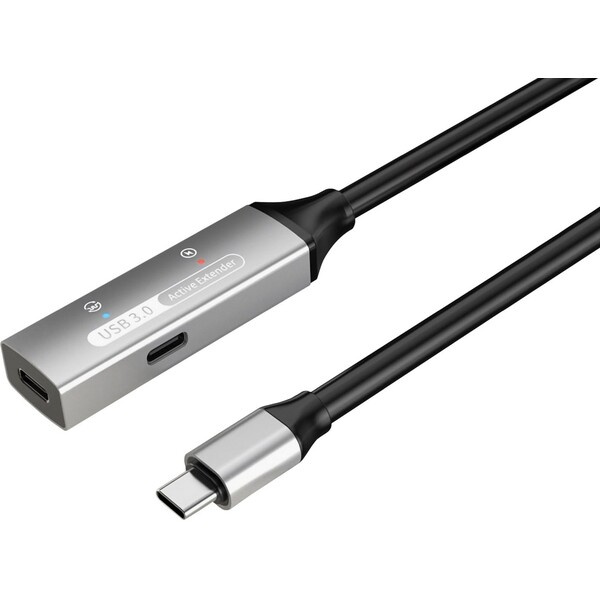 PremiumCord USB-C/USB-C repeater a prodlužovací kabel 10m černý
