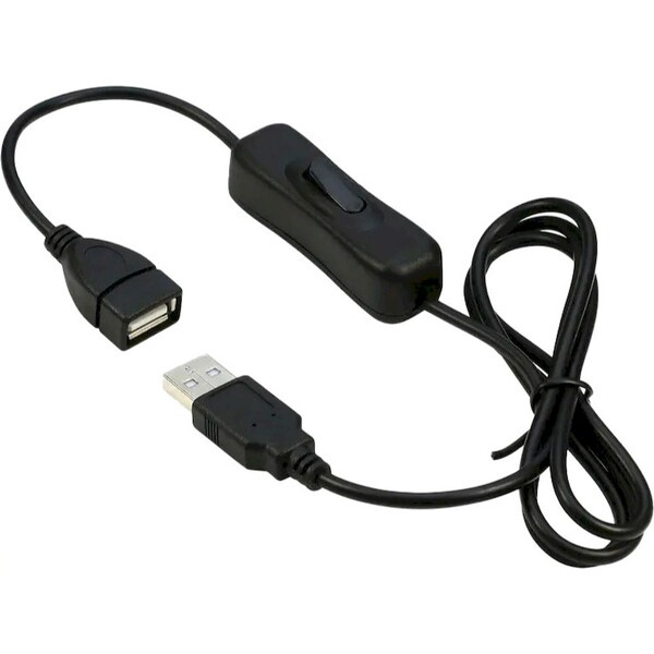 PremiumCord USB 2.0 kabel prodlužovací s vypínačem, A male- A female,1m černá Černá