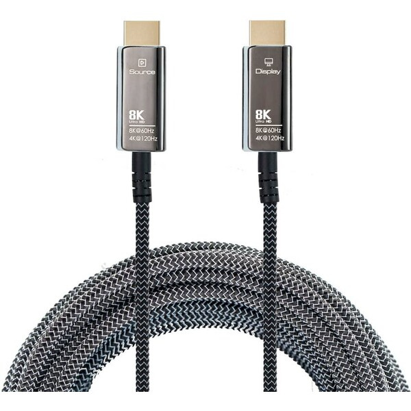 PremiumCord HDMI 2.1/HDMI 2.1 optický kabel s ethernetem 8K 7m černý/bílý