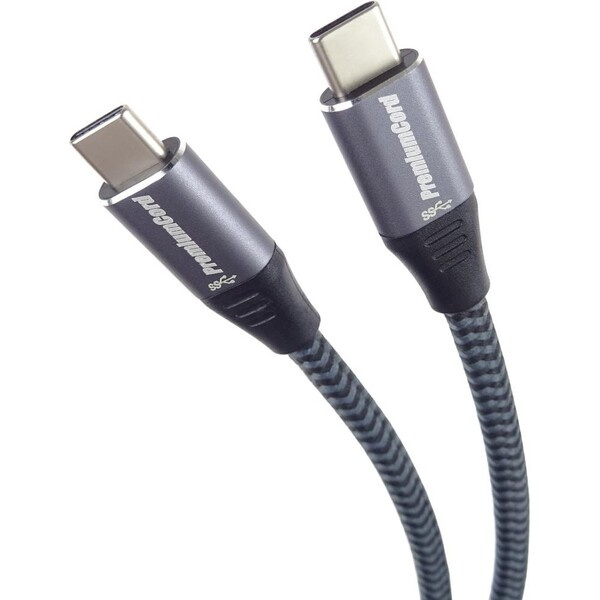 PremiumCord USB-C/USB-C napájecí kabel 10W 0,2m černý/šedý