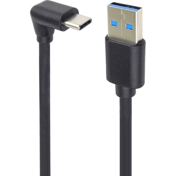 PremiumCord USB C-USB A, zahnutý, černý, 50 cm
