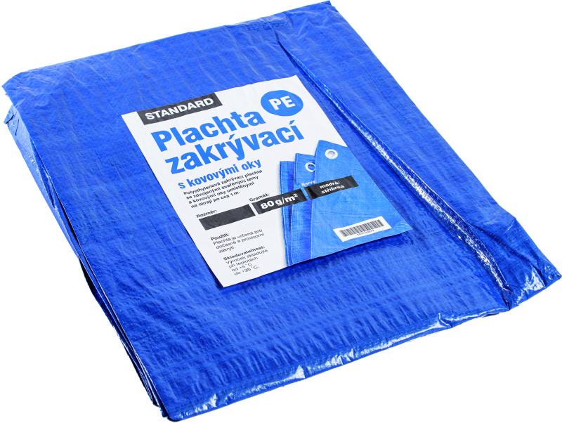 Plachta zakrývací STANDARD 80 g/m2 modrá/stříbrná 15×20 m