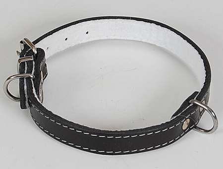 ČERNÝ BÍLE PROŠITÝ KOŽENÝ OBOJEK 26-32cm