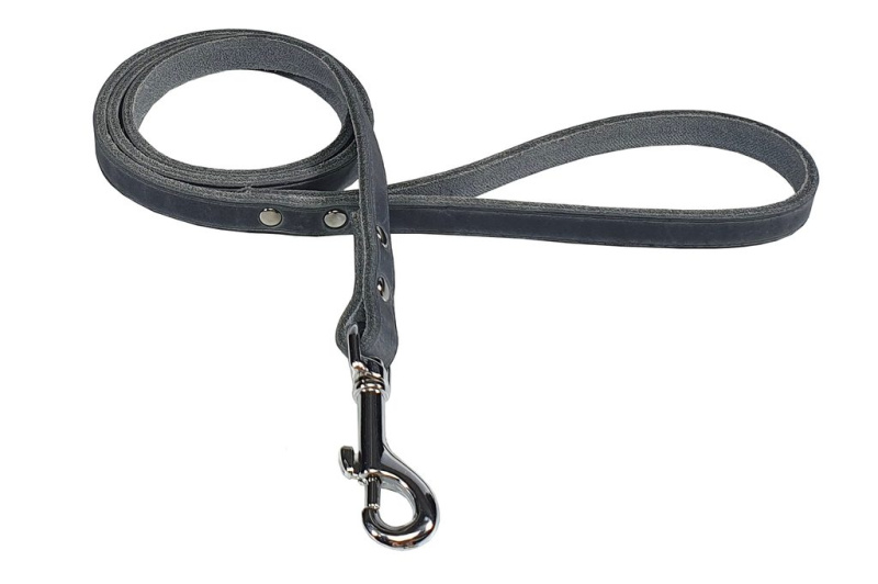 BAFPET Vodítko z maštěné kůže ZUBR - Šedá (14 mm / 120 cm)