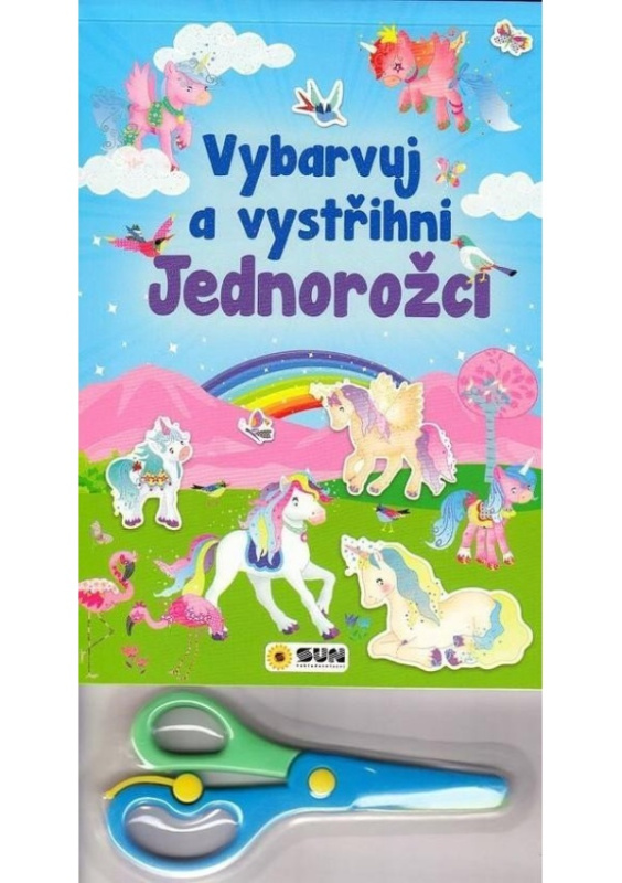 Vybarvuj a Vystřihni - Jednorožci - modrá