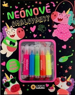 Neonové omalovánky se třpytivými samolepkami a fixami