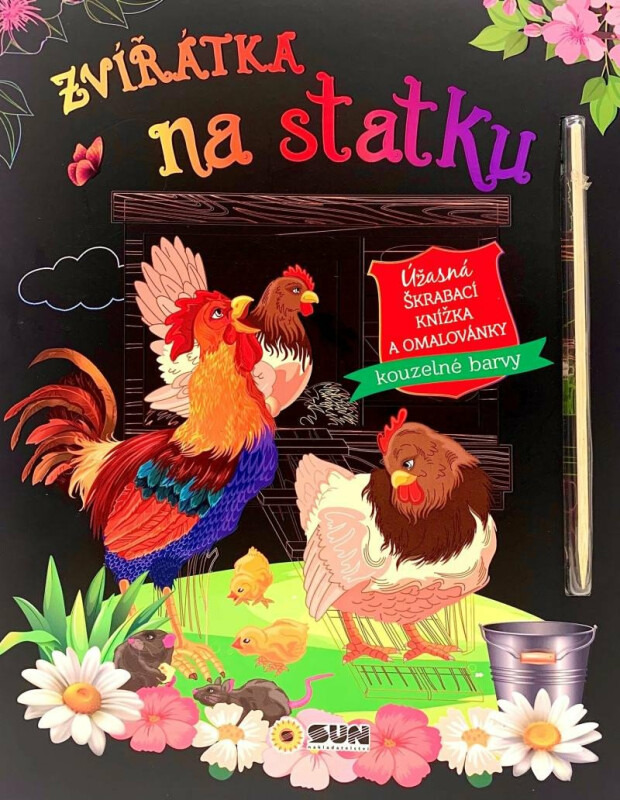 Zvířátka na statku- úžasná škrábací knížka a omalovánky
