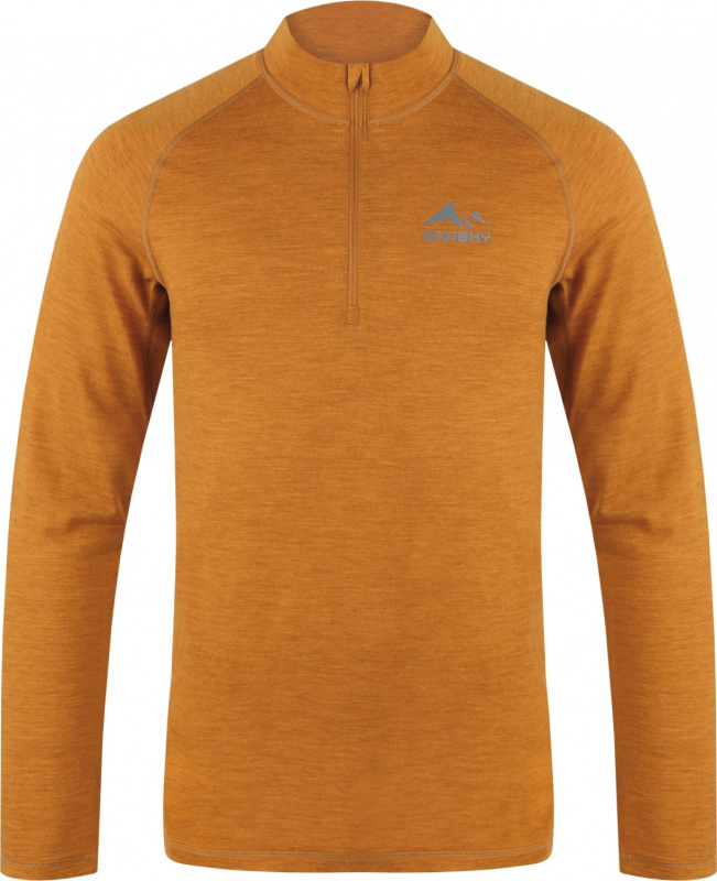 Pánské merino triko HUSKY Merow Zip hořčicové Velikost: XXL