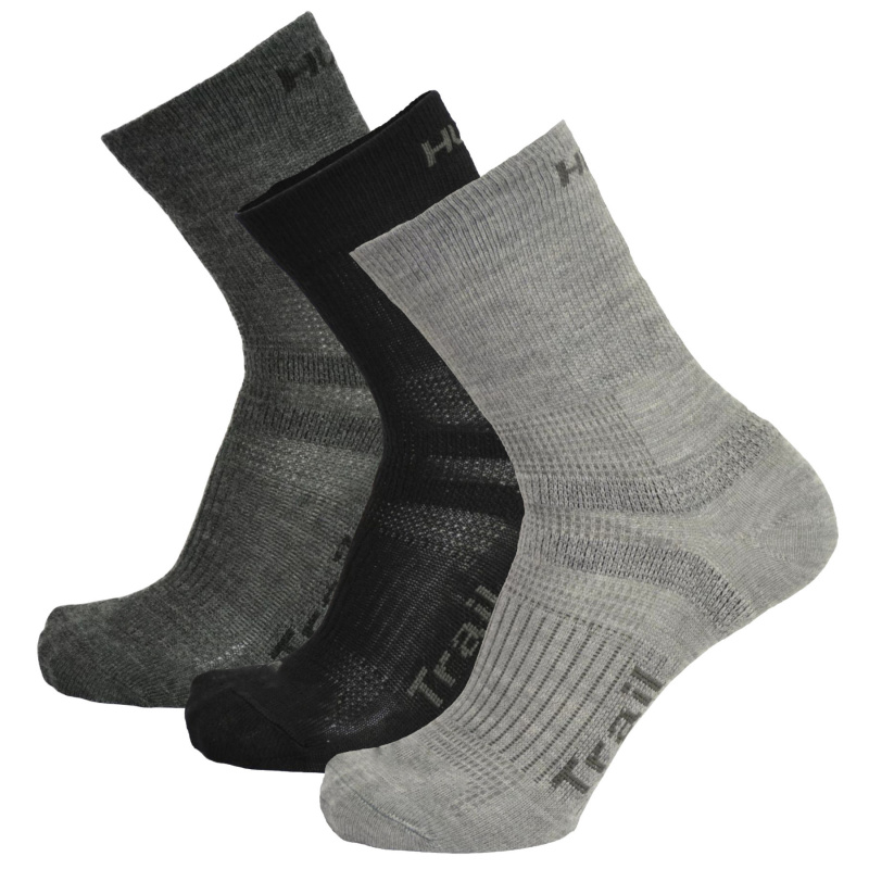 Unisex ponožky HUSKY Trail 3 páry černé/šedé Velikost: M (36-40)
