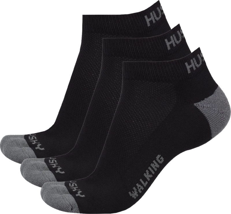 Unisex bambusové ponožky HUSKY Walking 3 páry černé Velikost: XL (45-48)