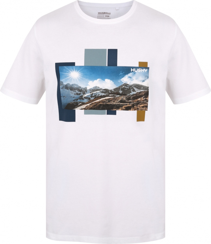 Pánské bavlněné triko HUSKY Tee Skyline bílé Velikost: XXXL
