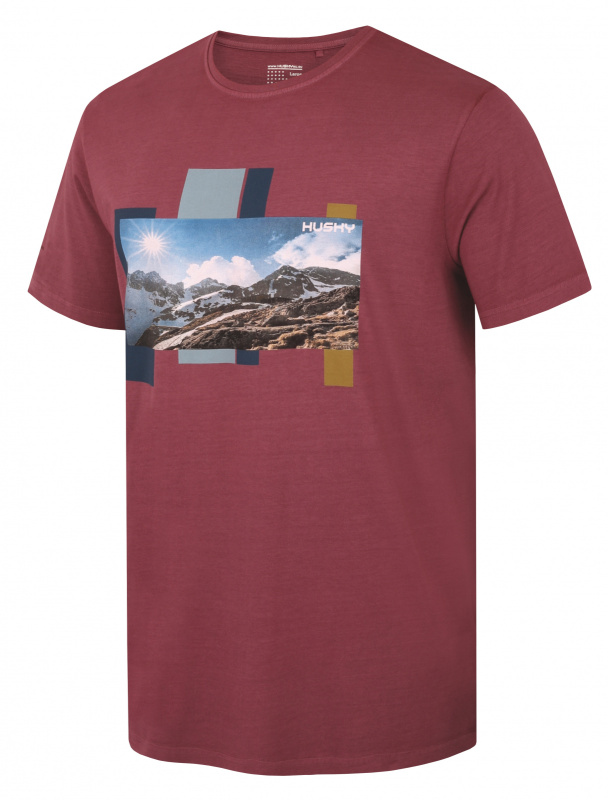 Pánské bavlněné triko HUSKY Tee Skyline bordo Velikost: XXL