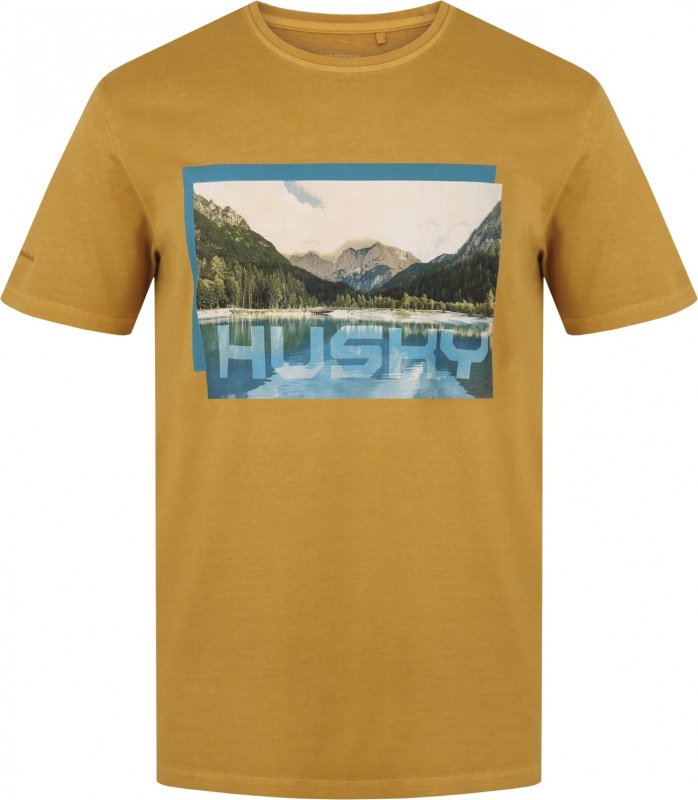 Pánské bavlněné triko HUSKY Tee Lake mustard Velikost: XL