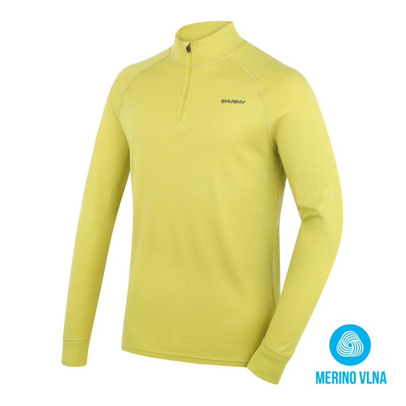 Pánská merino mikina HUSKY Aron Zip M lime green Velikost: XL