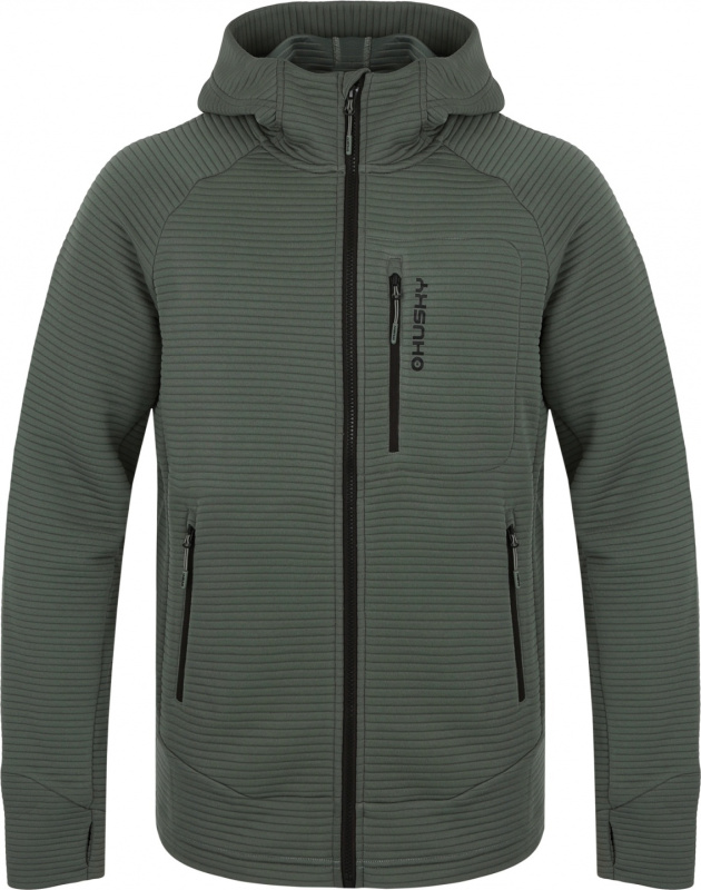 Pánská  lehká mikina HUSKY s kapucí Anara M zelená Velikost: XXXL