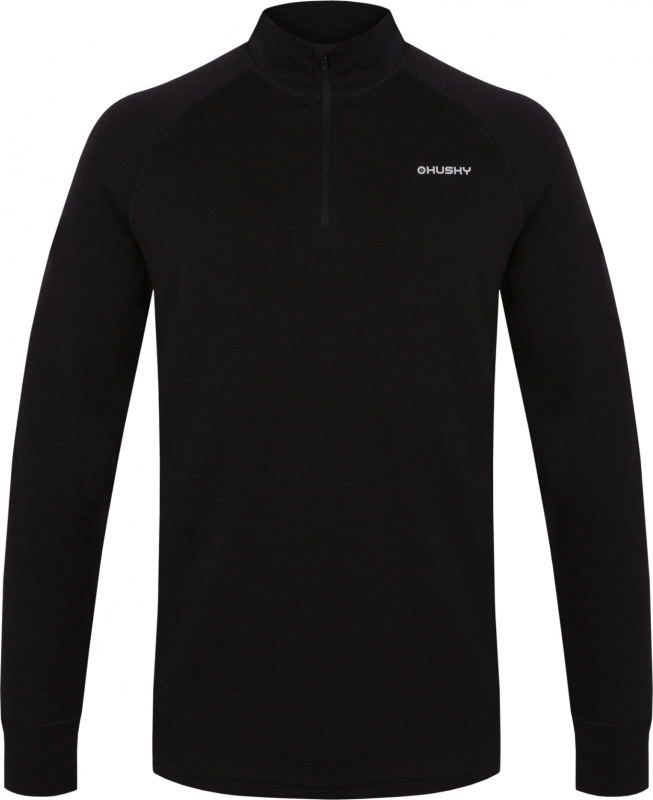 Pánská merino mikina HUSKY Aron Zip černá Velikost: XXXL