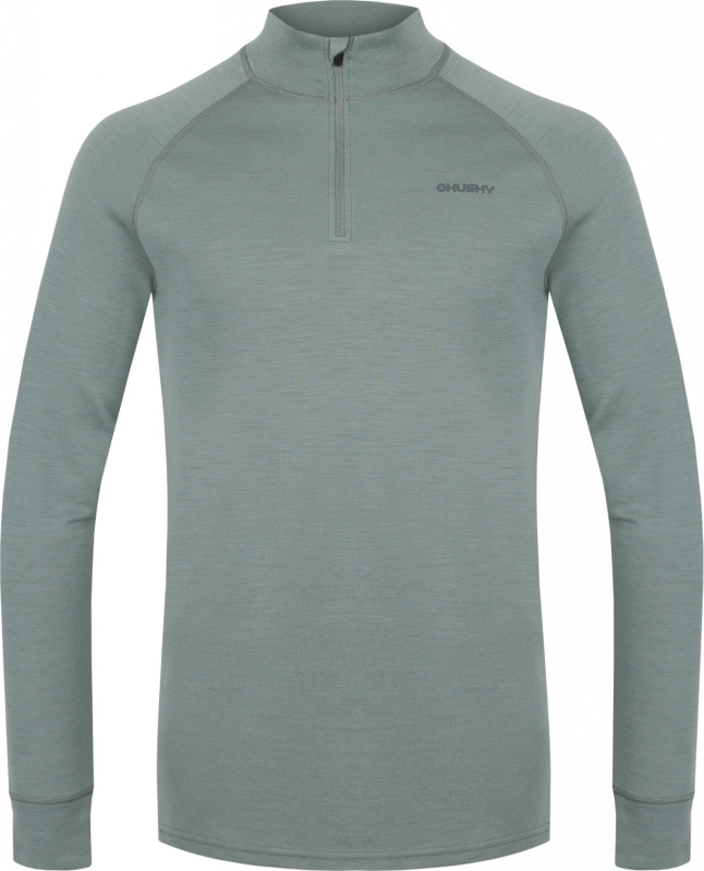 Pánská merino mikina HUSKY Aron Zip zelená Velikost: XXXL