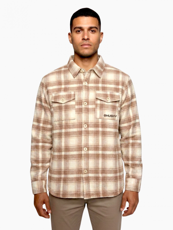 Pánská flanelová košile HUSKY Givi M béžová Velikost: M