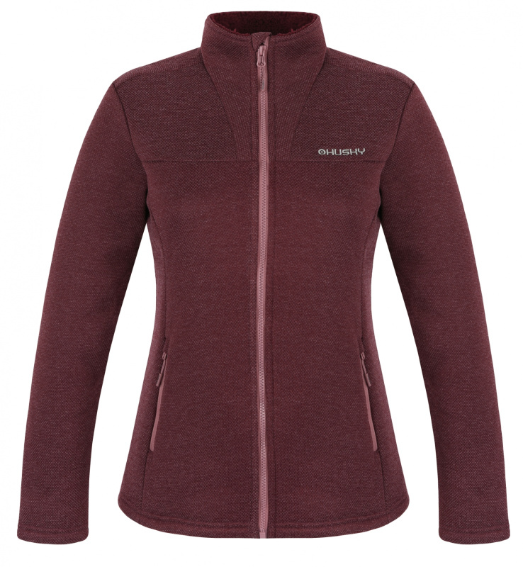 Dámský svetr na zip HUSKY Akra L tmavě červený Velikost: XL