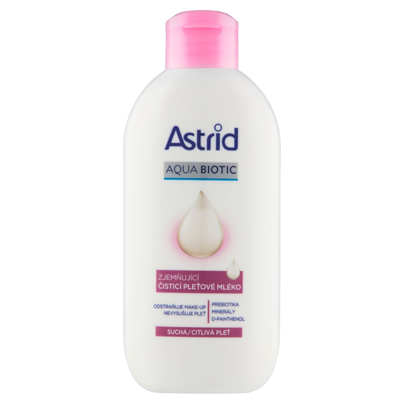 ASTRID AQUA BIOTIC čistící pleťové mléko suchá a citlivá pleť, 200 ml