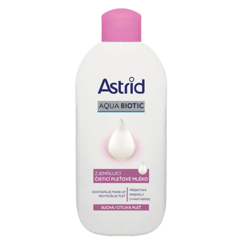 ASTRID AQUA BIOTIC čistící pleťové mléko suchá a citlivá pleť, 200 ml