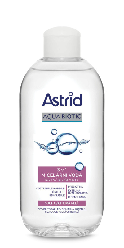 ASTRID AQUA BIOTIC micerální voda 3v1, suchá a citlivá pleť, 200 ml