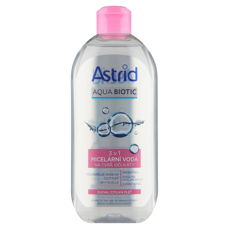 ASTRID AQUA BIOTIC micerální voda 3v1, suchá a citlivá pleť, 400 ml