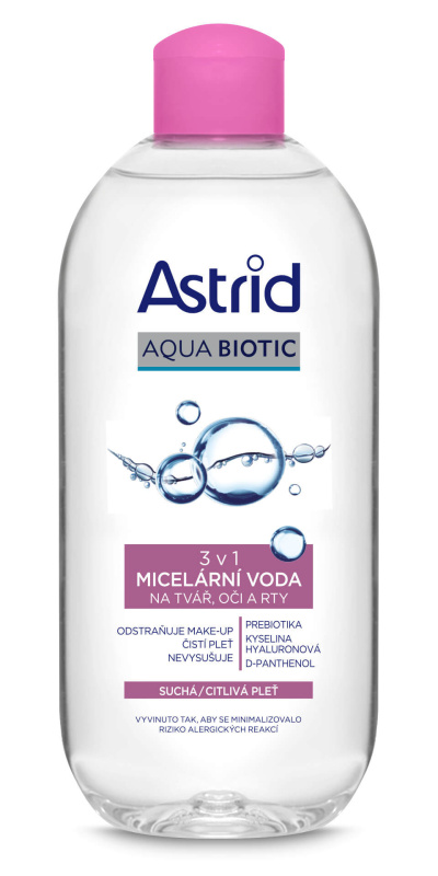 ASTRID AQUA BIOTIC micerální voda 3v1, suchá a citlivá pleť, 400 ml