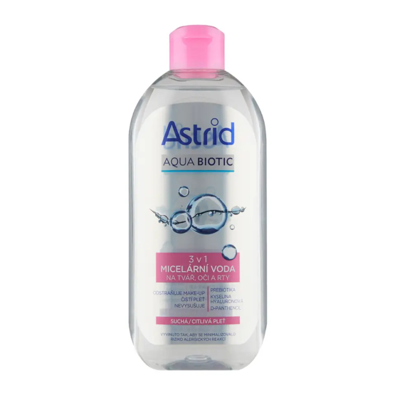 ASTRID AQUA BIOTIC micerální voda 3v1, suchá a citlivá pleť, 400 ml