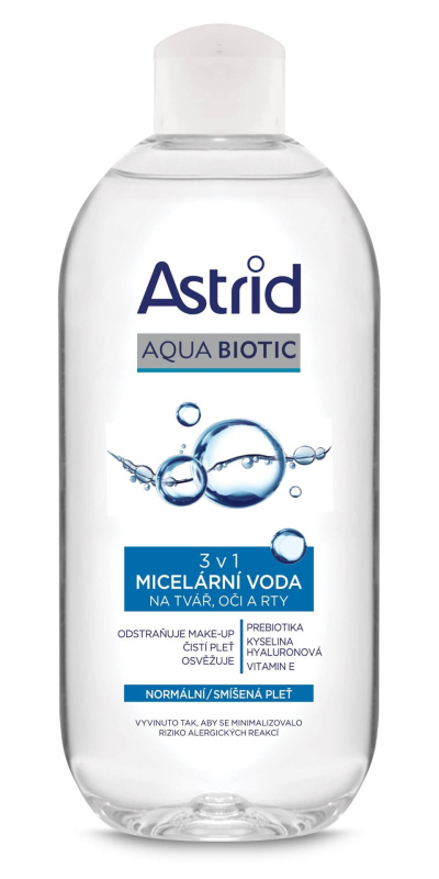 ASTRID AQUA BIOTIC micelární voda 3v1, normální a smíšená pleť, 400 ml
