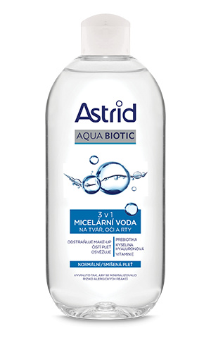 ASTRID AQUA BIOTIC micelární voda 3v1, normální a smíšená pleť, 400 ml