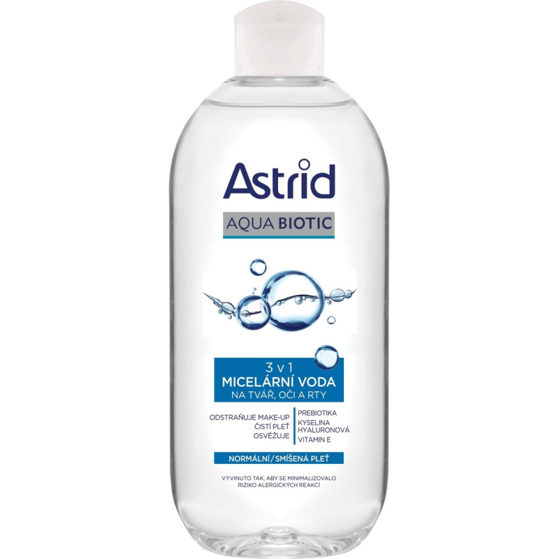 ASTRID AQUA BIOTIC micelární voda 3v1, normální a smíšená pleť, 400 ml