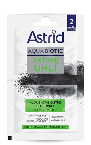 ASTRID AKTIVNÍ UHLÍ Hloubkově čisticí slupovací pleťová maska, 2x8 ml