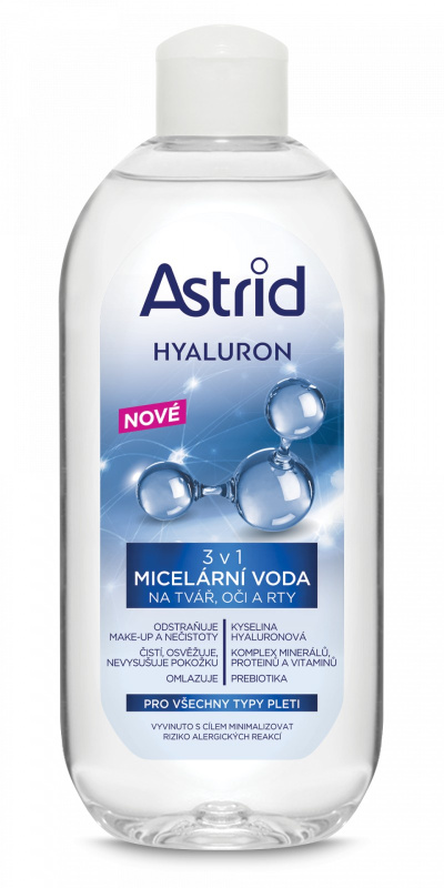 ASTRID HYALURON čistící micelární voda 3v1, 400 ml