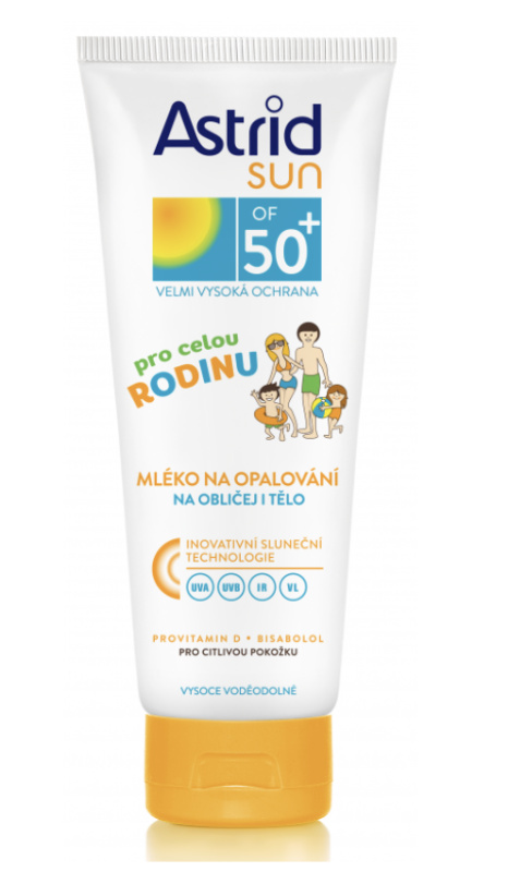 ASTRID SUN Rodinné mléko na opalování SPF 50+, 250 ml