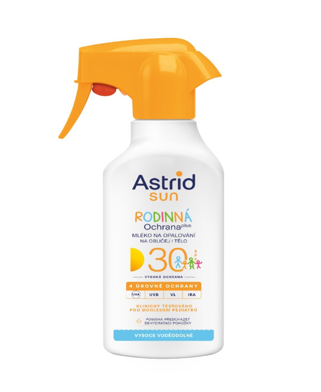 ASTRID SUN Rodinné mléko na opalování sprej SPF 30, 270 ml