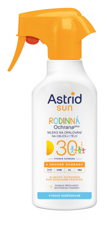 ASTRID SUN Rodinné mléko na opalování sprej SPF 30, 270 ml