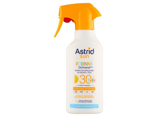 ASTRID SUN Rodinné mléko na opalování sprej SPF 30, 270 ml