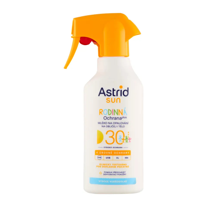 ASTRID SUN Rodinné mléko na opalování sprej SPF 30, 270 ml