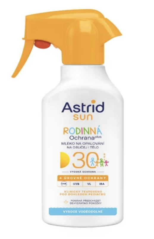 ASTRID SUN Rodinné mléko na opalování sprej SPF 30, 270 ml