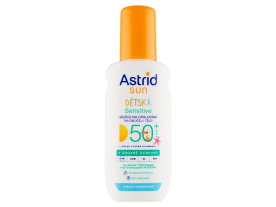 ASTRID SUN Dětské mléko na opalování Sensitive sprej SPF 50+, 150 ml