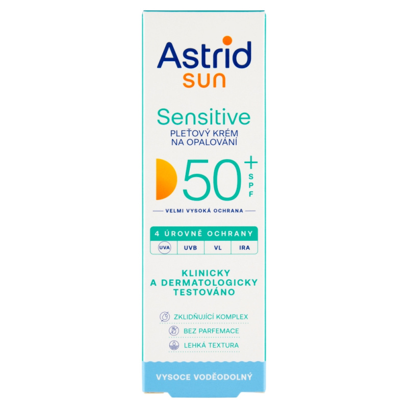 Astrid Sun Sensitive pleťový krém na opalování SPF 50+ voděodolný 50 ml