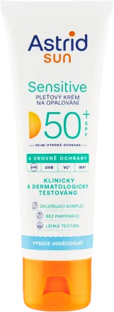 Astrid Sun Sensitive pleťový krém na opalování SPF 50+ voděodolný 50 ml