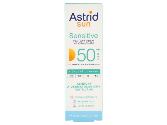 Astrid Sun Sensitive pleťový krém na opalování SPF 50+ voděodolný 50 ml