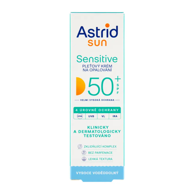 Astrid Sun Sensitive pleťový krém na opalování SPF 50+ voděodolný 50 ml