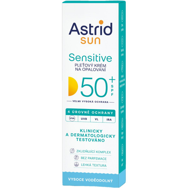 Astrid Sun Sensitive pleťový krém na opalování SPF 50+ voděodolný 50 ml