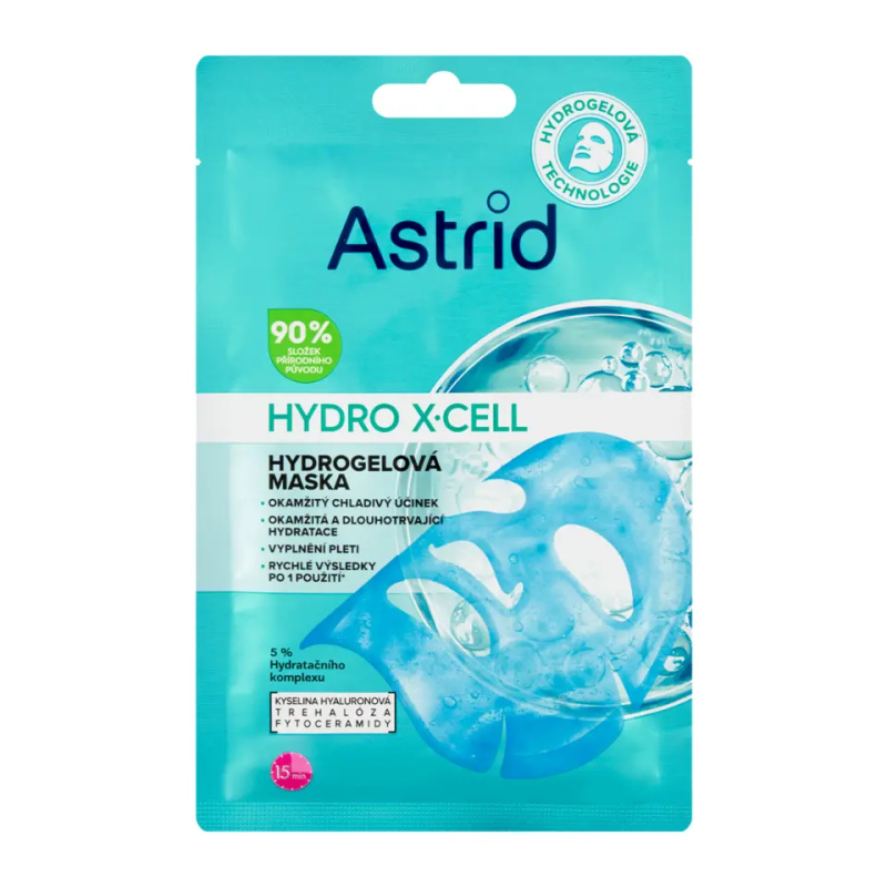 Astrid Hydro X-Cell hydrogelová maska pro vyhlazení pleti a zmenšení viditelnosti vrásek 1 ks