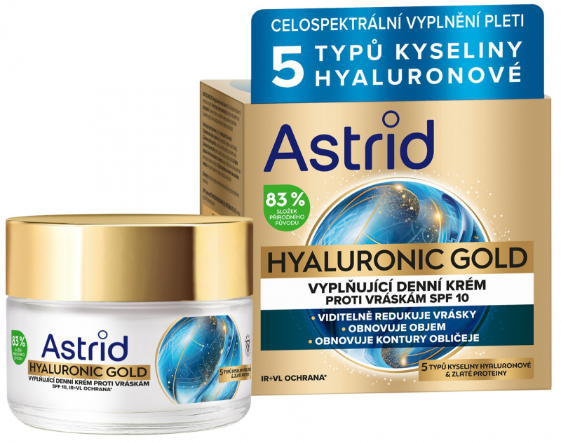 Astrid Hyaluronic Gold vyplňující krém proti vráskám 50 m