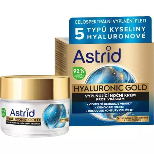 Astrid Hyaluronic Gold noční krém proti vráskám s proteiny 50 ml